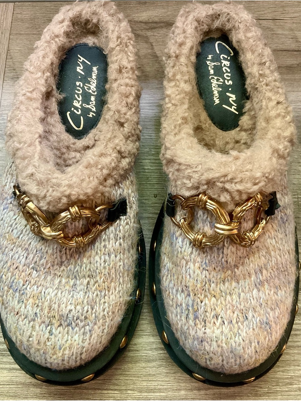 Circus by Sam Edelman Multicolor Knit Slip-On Clog with Gold Chain
